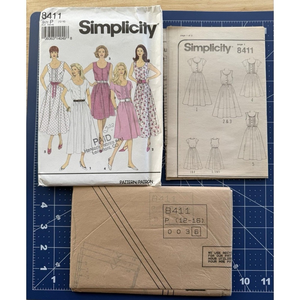 VTG‎ Summer Dress In 2-Lengths Pattern Simplicity 8411 OOP Size 12-16 UC FF - Picture 4 of 5